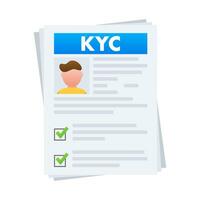 kyc connaître votre client conformité document avec coches et client photo pour financier prestations de service vecteur