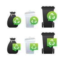recyclage bacs et des ordures Sacs avec recycler symbole, promouvoir déchets la gestion et environnement se soucier vecteur