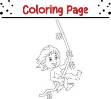 tarzan balançant arbre coloration page vecteur