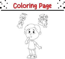 coloration page mignonne des gamins avec pose expression vecteur