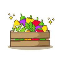 des légumes dans le panier dessin animé vecteur illustration. Frais biologique nourriture de local marché. isolé sur blanc Contexte.