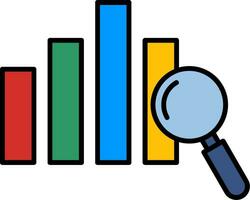 icône remplie de ligne d'analyse de données vecteur