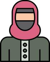 femme avec niqab ligne rempli icône vecteur