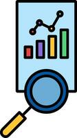 marché une analyse ligne rempli icône vecteur