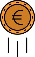 euro signe ligne rempli icône vecteur