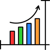 icône remplie de ligne de graphique à barres vecteur