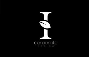 noir et blanc je lettre alphabet feuille logo icône design pour entreprise et entreprise vecteur