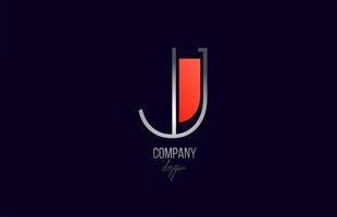 icône de l'alphabet du logo de la lettre j rouge gris avec la conception de la ligne pour l'entreprise et l'entreprise vecteur