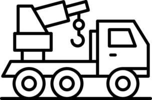 icône de ligne de camion grue vecteur