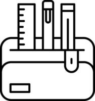 icône de ligne de trousse à crayons vecteur
