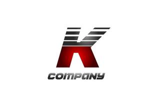k alphabet lettre logo icône design en dégradé de couleur gris rouge pour les entreprises et l'entreprise vecteur