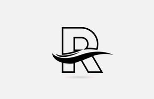 r icône du logo lettre alphabet noir et blanc pour entreprise et société avec un design de ligne simple vecteur