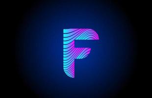 f icône du logo de la lettre de l'alphabet bleu rose pour la conception de l'entreprise. concept de ligne bouclée pour l'identité d'entreprise vecteur