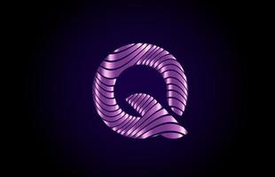 q icône du logo lettre alphabet bleu violet pour entreprise. conception de ligne métallique simple pour les entreprises et les entreprises vecteur