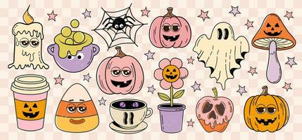 Halloween empaqueter. Halloween clipart pour Halloween faire la fête, Halloween conceptions, cartes, faire-part, tissus, impressions, autocollants. rétro vecteur illustration.