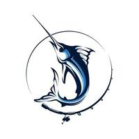 marlin pêche tournoi logo modèle vecteur. marlin poisson sauter illustration logo conception vecteur