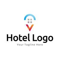 Hôtel logo. Hôtel point logo vecteur. épingle icône avec Hôtel symbole combinaison isolé sur blanc Contexte. vecteur