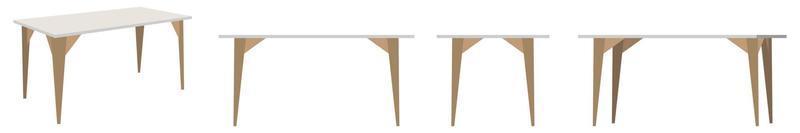 beau bureau en bois moderne et table de maison en plein air avec et avec différentes poses et positions vecteur