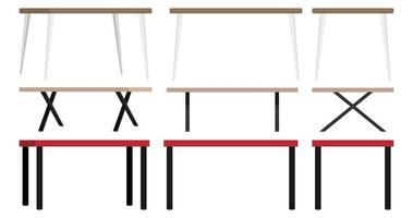 beau bureau moderne et maison en plein air ensemble de tables différentes avec différentes poses, positions et couleurs vecteur