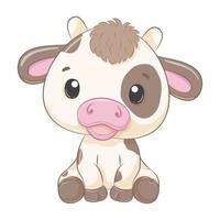 illustration de dessin animé mignon bébé vache. vecteur