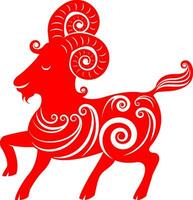 année de le chèvre chinois zodiaque chèvre sur blanc Contexte vecteur