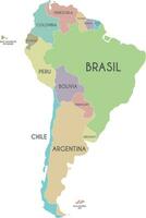 politique Sud Amérique carte vecteur illustration isolé sur blanc Contexte avec pays des noms dans Espagnol. modifiable et clairement étiqueté couches.