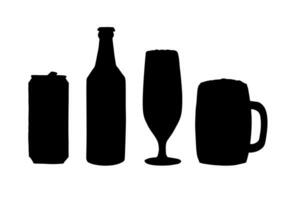 vecteur ensemble de noir silhouette Bière pouvez et bouteille
