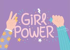 le pouvoir des filles a levé les mains des femmes, célébration de la journée des femmes vecteur