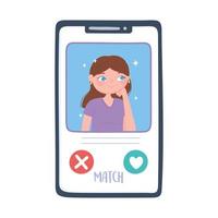 fille match médias sociaux, application de rencontres vecteur