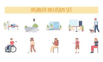 ensemble d'inclusion handicapés personnes activité travail marche vecteur