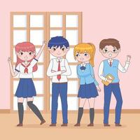 école des étudiants manga vecteur