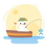 pêche au chat sur le bateau vecteur