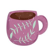 tasse à café ou à thé avec feuille vecteur