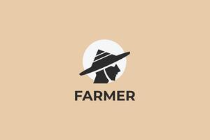 diriger, chapeau, Soleil agriculteur minimal logo vecteur