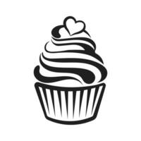 linéaire silhouette de petit gâteau, ligne art, clipart isolé sur blanc Contexte. sucré dessert. nourriture illustration, vecteur
