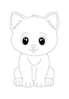 adorable dessin animé minou pour coloration page. main tiré vecteur profilé noir et blanc illustration. conception modèle pour des gamins coloration livre, affiche ou carte postale.