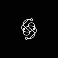 abstrait initiale lettre s logo. blanc radial ligne infini style isolé sur noir et blanc background.flat vecteur logo conception modèle élément.