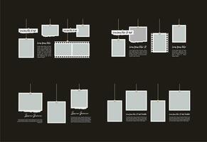 photos ou collage de cadres de photos. mise en page de la grille de la page de bandes dessinées cadres photo abstraits et modèle de mur photo numérique vecteur