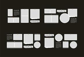 photos ou collage de cadres de photos. mise en page de la grille de la page de bandes dessinées cadres photo abstraits et modèle de mur photo numérique vecteur