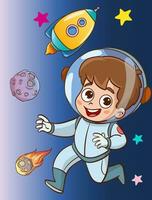 vecteur illustration de enfant astronaute se sent content dans espace