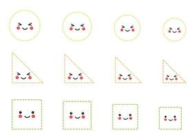 tracé contours pour enfants. mignonne géométrique formes. écriture entraine toi. vecteur