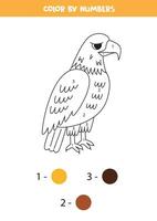 Couleur dessin animé chauve Aigle par Nombres. feuille de travail pour enfants. vecteur