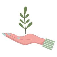 main féminine avec plante vecteur