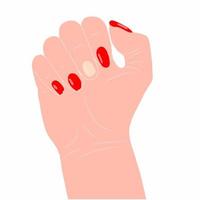 ongles cassants, main féminine avec de fins ongles cassés. illustration vectorielle, doodle dessiné à la main. vecteur