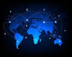 transfert d'argent sur le réseau mondial et change de devises vecteur