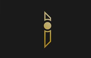 ligne d'or d'or i création de logo de lettre alphabet avec icône de cercle pour entreprise et entreprise vecteur