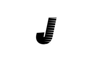 ligne rayures j alphabet lettre icône du logo pour les entreprises et l'entreprise. conception de lettre simple en noir et blanc pour l'identité vecteur