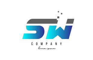 combinaison de logo de lettre de l'alphabet sw sw en bleu et gris. conception d'icônes créatives pour entreprise et entreprise vecteur