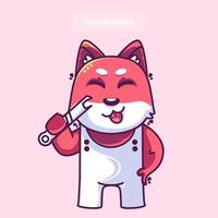 illustration d'icône de vecteur de dessin animé mignon renard rouge