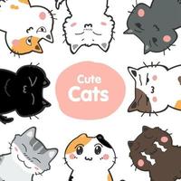 vecteur de jeu de dessin animé de chats mignons